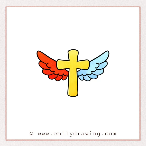 Preview of Cross With Wings drawing